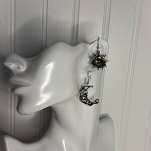 Crescent Moon & Sun Earrings NBWT